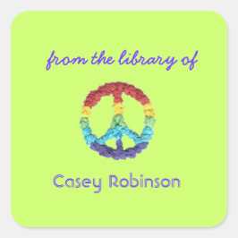 Buchzeichen für das Friedenszeichen Quadratischer Aufkleber