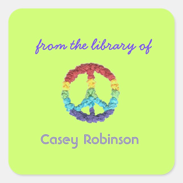 Buchzeichen für das Friedenszeichen Quadratischer Aufkleber (Vorderseite)