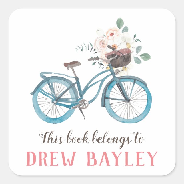 Buchzeichen für die Fahrradbibliothek Quadratischer Aufkleber (Vorderseite)