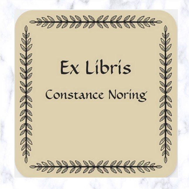 Buchzeichen für Vintage Blätter Quadratischer Aufkleber (Von Creator hochgeladen)