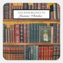 Buchzeichen für Vintage Bücher Personalisierte Bib Quadratischer Aufkleber