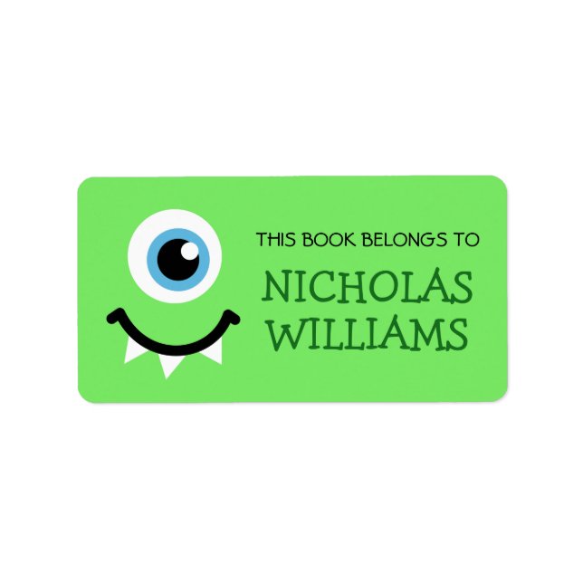 Buchzeichen-Label für grüne Monster Adressaufkleber (Vorne)