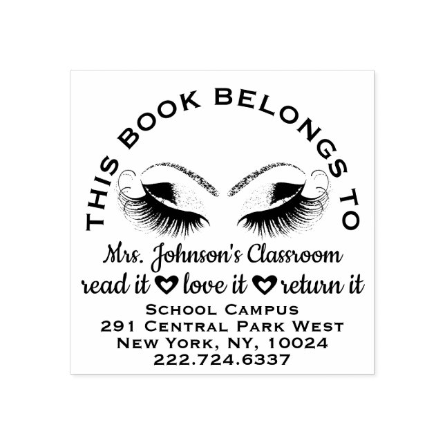 Buchzeichen Lehrer Label Rose Adress Name Eyes Gummistempel (Prägung)