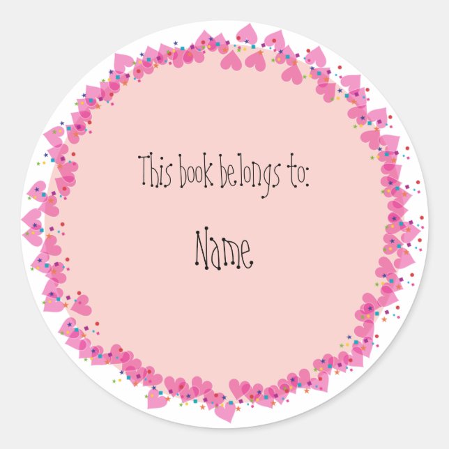 Buchzeichen mit niedlichen Herzen Runder Aufkleber (Vorderseite)