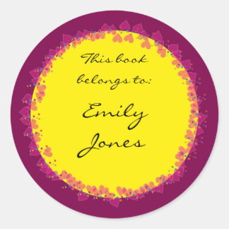 Buchzeichen mit niedlichen Herzen Runder Aufkleber