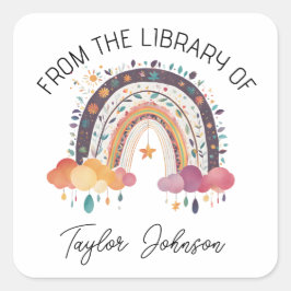 Buchzeichen niedlich hobo Rainbow Quadratischer Aufkleber