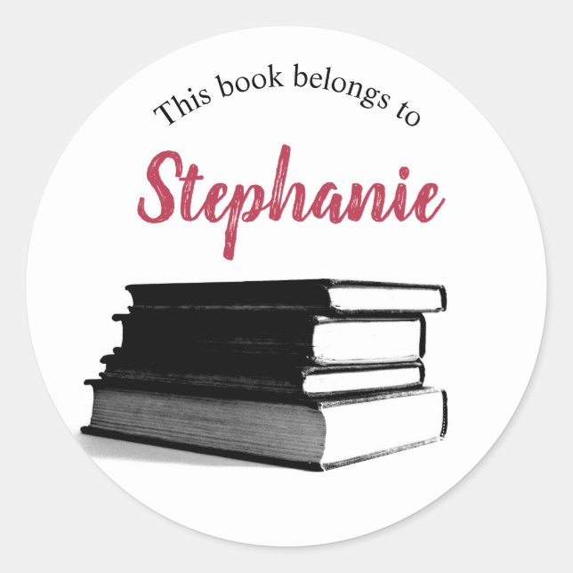 Buchzeichen Personalisiert Dieses Buch gehört zu Runder Aufkleber (Vorderseite)
