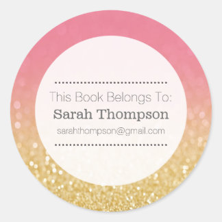 Buchzeichen School Name Stickers Gold Ombre Glitze