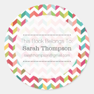 Buchzeichen School Name Stickers Herringbone