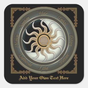 Buchzeichen Sun und Moon Pagan Wheel Quadratischer Aufkleber