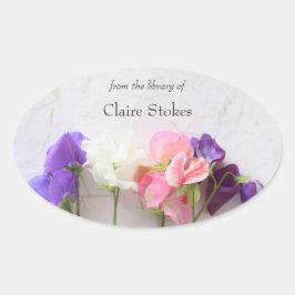 Buchzeichen von Süßerbsen, frisch Ovaler Aufkleber