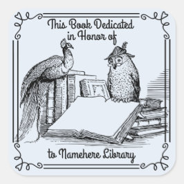 Buchzeichen zur Bibliothekswidmung Quadratischer Aufkleber
