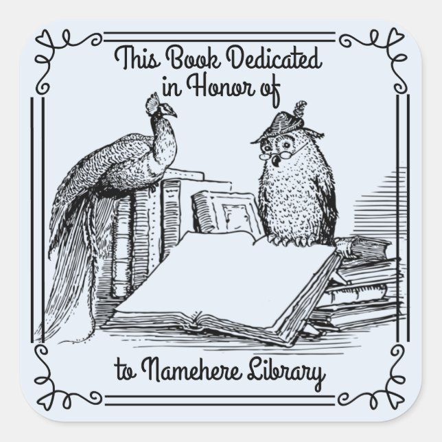 Buchzeichen zur Bibliothekswidmung Quadratischer Aufkleber (Vorderseite)