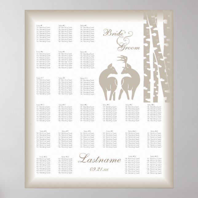 Buck-and-Doe-Seating Chart mit Birkenbäumen Poster (Vorne)