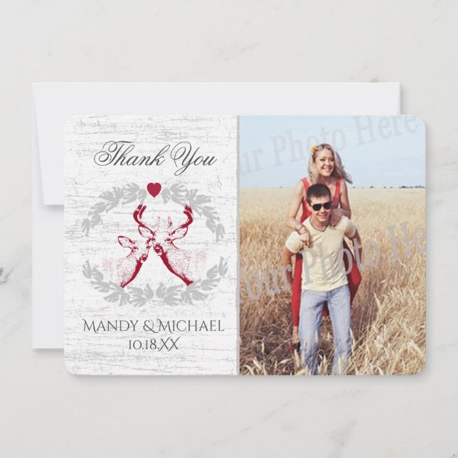 Buck and Dos Birch Foto Vielen Dank Dankeskarte (Vorderseite)