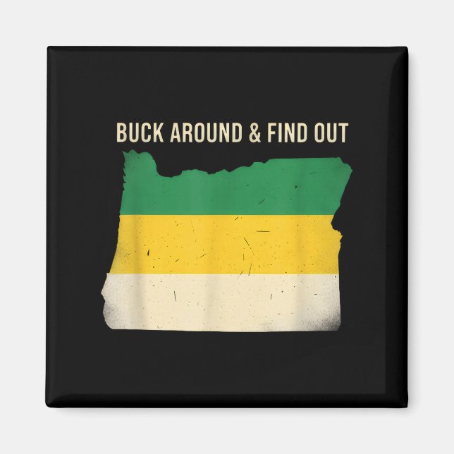 Buck Around Oregon Karte Lustiges Wildlife-Abenteu Magnet (Vorne)