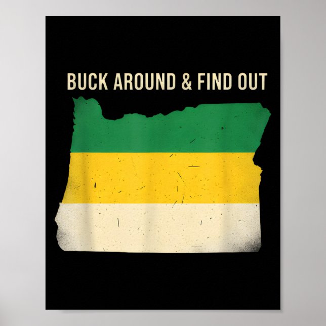Buck Around Oregon Map Funny Wildlife Adventure Vi Poster (Vorne)