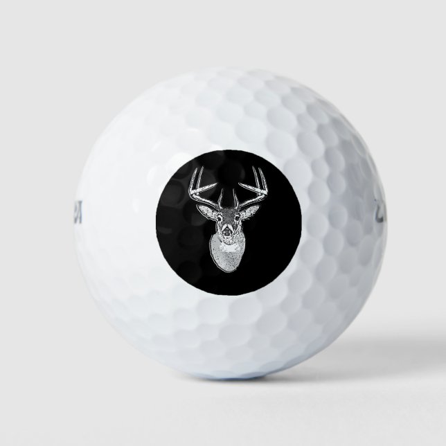 Buck auf Schwarz-weißem Schwanz Hirsch Golfball (Vorderseite)