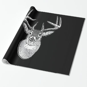 Buck auf Schwarz-weißen Schwanz Deer Geschenkpapier