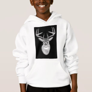 Buck auf Schwarz-weißen Schwanz Deer Hoodie