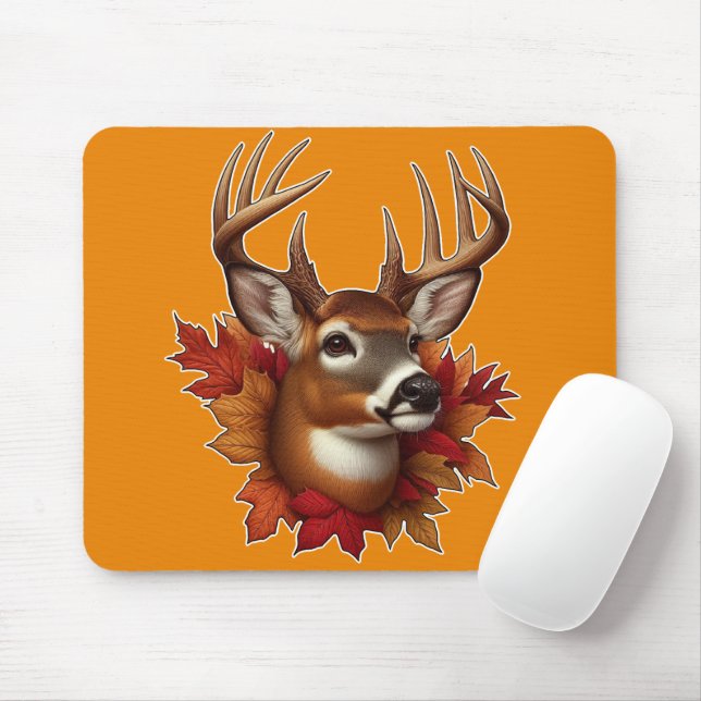 Buck Deal umgeben von Herbstblättern Mousepad (Mit Mouse)