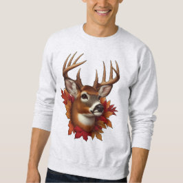 Buck Deal umgeben von Herbstblättern Sweatshirt