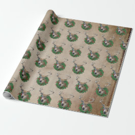 Buck Death im Weihnachtskranz Geschenkpapier