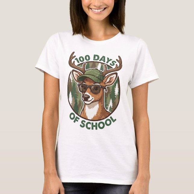 Buck Deer 100th Day of School Camo Student Teacher T-Shirt (Vorderseite)