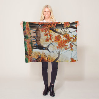 Buck Deer and Doe im Herbstwald/extravagantes Desi Fleecedecke