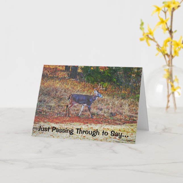 Buck Deer Art Pub Funny Birthday Card Karte (Gelbe Blume)
