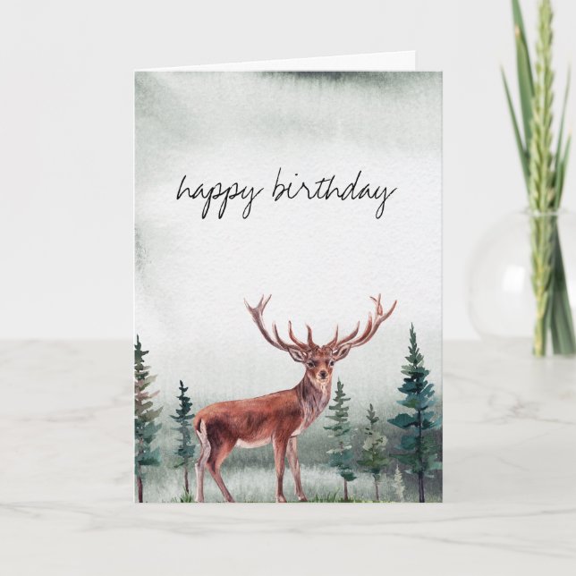 Buck Deer Happy Birthday Personalisiert Karte (Vorderseite)