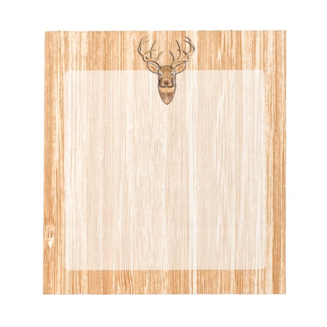 Buck Deer Head Holz Grain Style Dekoration Notizblock (Vorderseite)