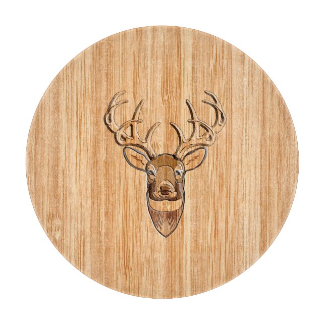 Buck Deer Head Holz Grain Style Dekoration Schneidebrett (Vorderseite)