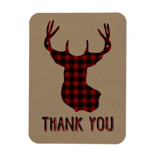 Buck Deer Head   Rustic Buffalo Kariert Danke Magnet