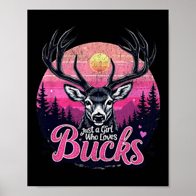 Buck Deer Jagd Jäger Vintage Jagd Poster (Vorne)