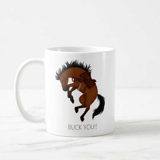 Buck dich! Funny Bay Horse Kaffeetasse (Links)