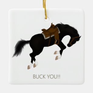 Buck dich! Funny Black HorCustom Keramikornament