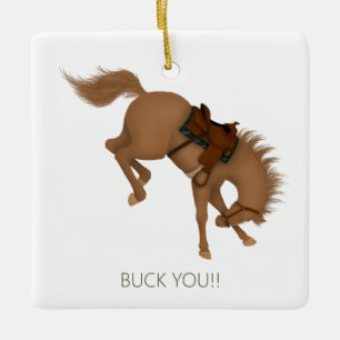 Buck dich! Funny Brown Horse Keramikornament
