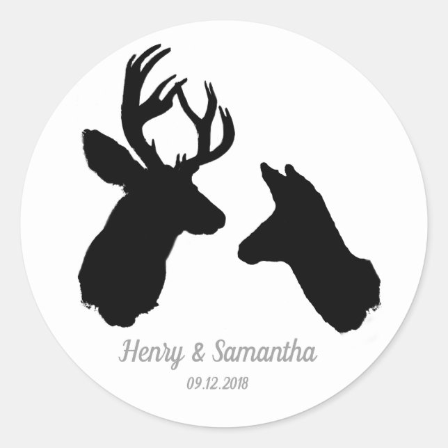 Buck & Doe, Hochzeitstag Runder Aufkleber (Vorderseite)