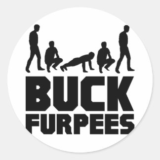 Buck Furpees — Burpees-Fitness Runder Aufkleber
