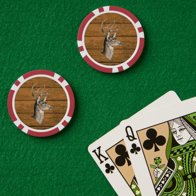 Buck Head auf Holz Poker Chip (Pokertisch (doppelt))
