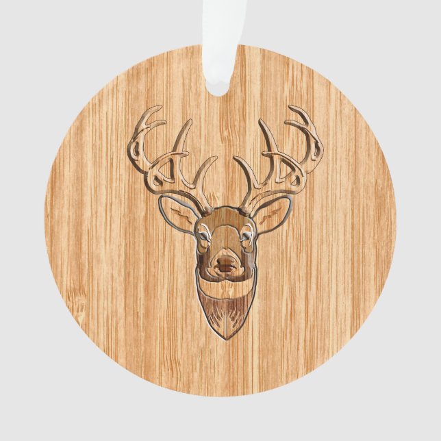 Buck-Hirsch-Kopf-Holzkörner-Dekoration Ornament (Vorderseite)