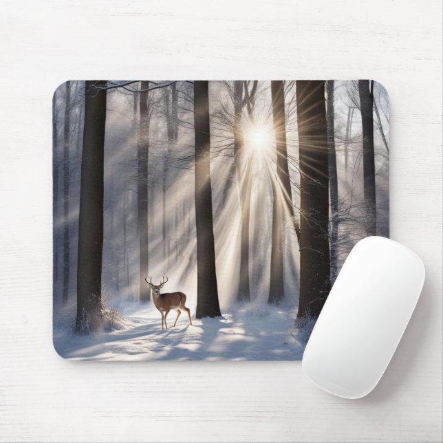 Buck im Winterwald Mousepad (Mit Mouse)