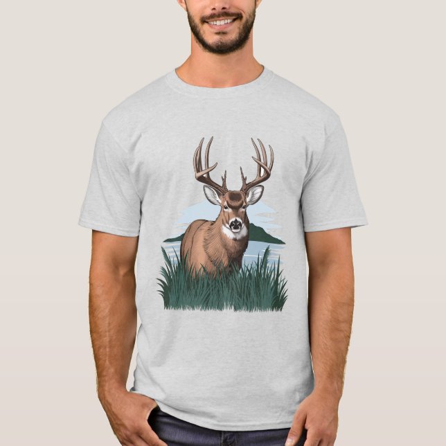 Buck in Brush, Detailed Buck, Proud Buck T-Shirt (Vorderseite)