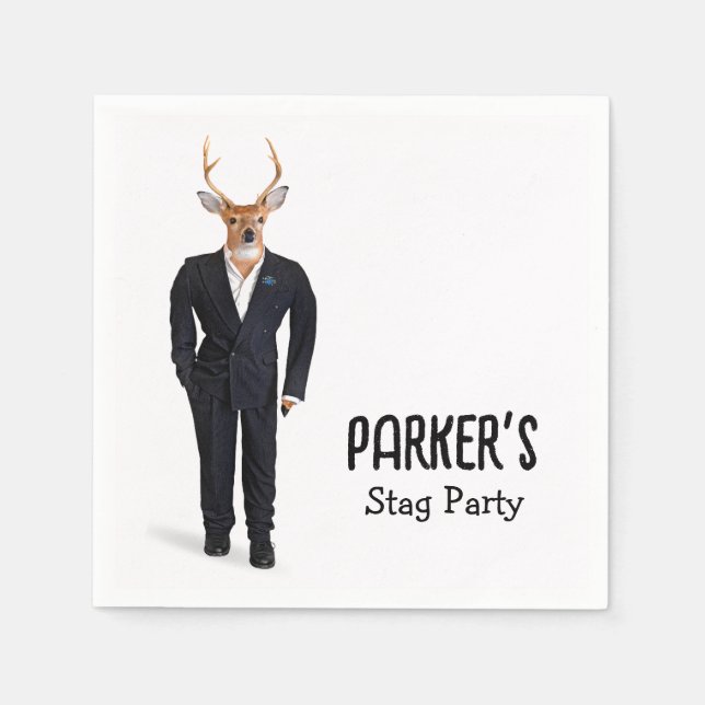 Buck in einem Tuxedo für Bachelor Party Serviette (Vorderseite)