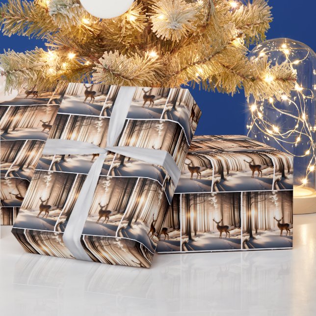 Buck in Winterwald Geschenkpapier (Feiertage)