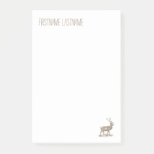 Buck-Maultierhirsch-Ecken-Letterpress-Stil Post-it Klebezettel