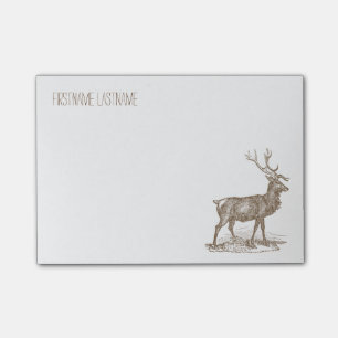 Buck-Maultierhirsch-Ecken-Letterpress-Stil Post-it Klebezettel
