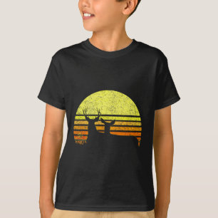 Buck Mule Deer Jagd Vater Vintag Retro Sun Bow H T-Shirt