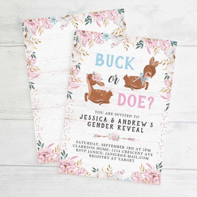 Buck oder Doe? Baby Shower Reveal Einladung (Von Creator hochgeladen)